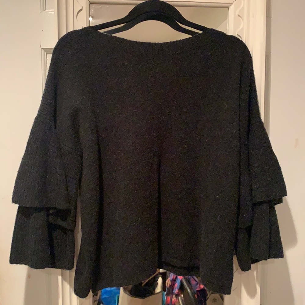 Madewell Tier Ruffled Sleeves Pullover Sweater